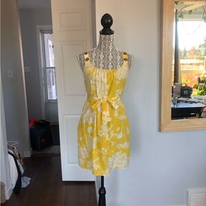 NOT FOR SALE. Vintage Aritzia 100% Silk Belted Yellow Floral Dress. XS. Pockets.